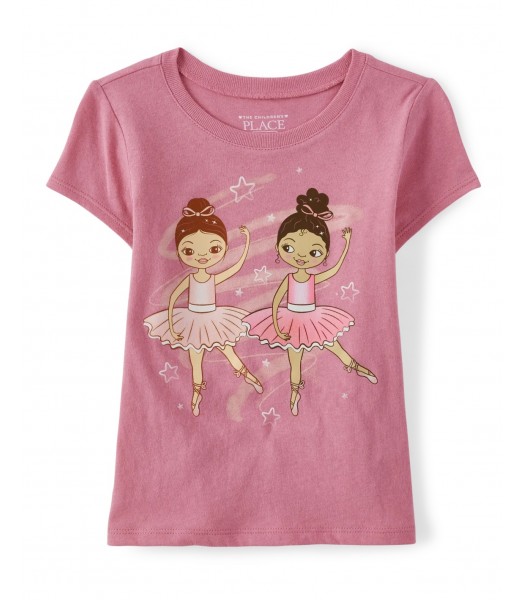 Childrens Place Coral Pink Ballerina Graphic Tee